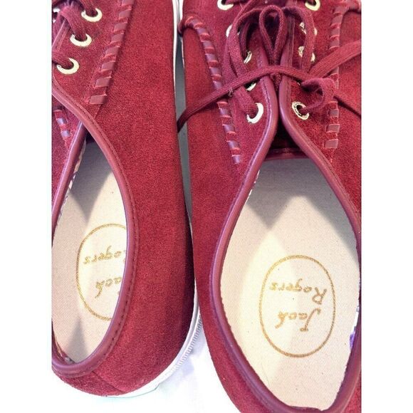 Jack Rogers Carter Suede Burgundy Leather Lace-Up Sneakers EUC Sz 11 MSRP $98 - Picture 5 of 10